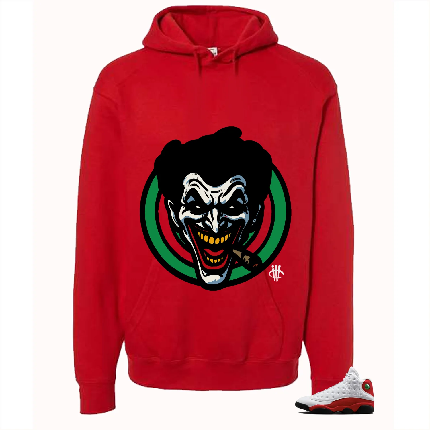 Air Jordan 13 Chicago Matching T-Shirt, Sweatshirts & Hoodies Red T-Shirt (Joke The Joker)| illcurrency - Image 3