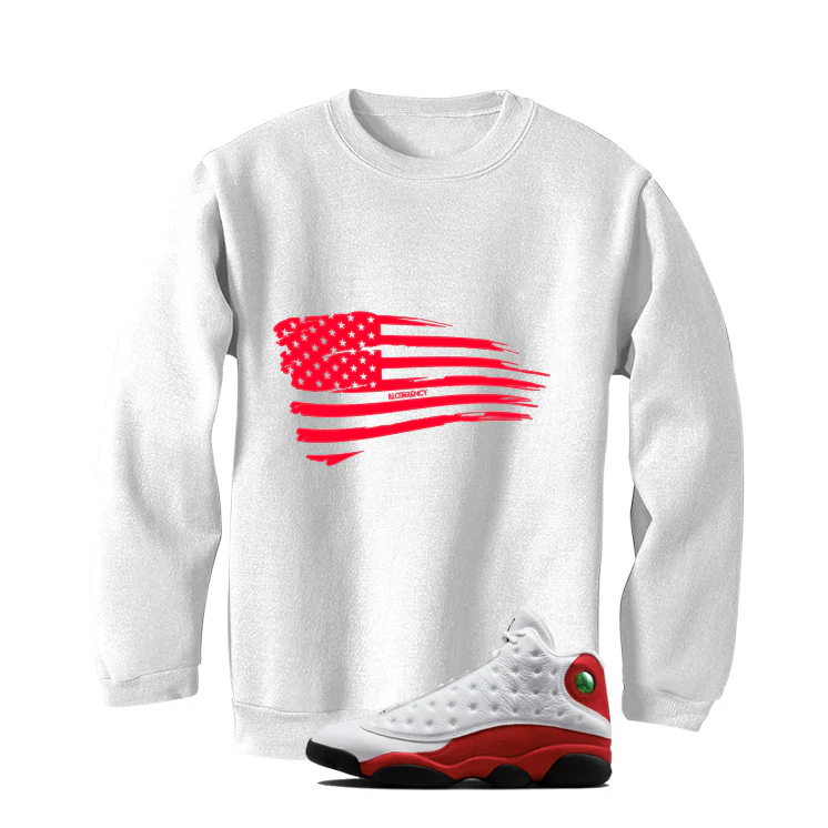 Air Jordan 13 Chicago Matching T-Shirt, Sweatshirts & Hoodies White T-Shirt (Flag)| illcurrency - Image 4