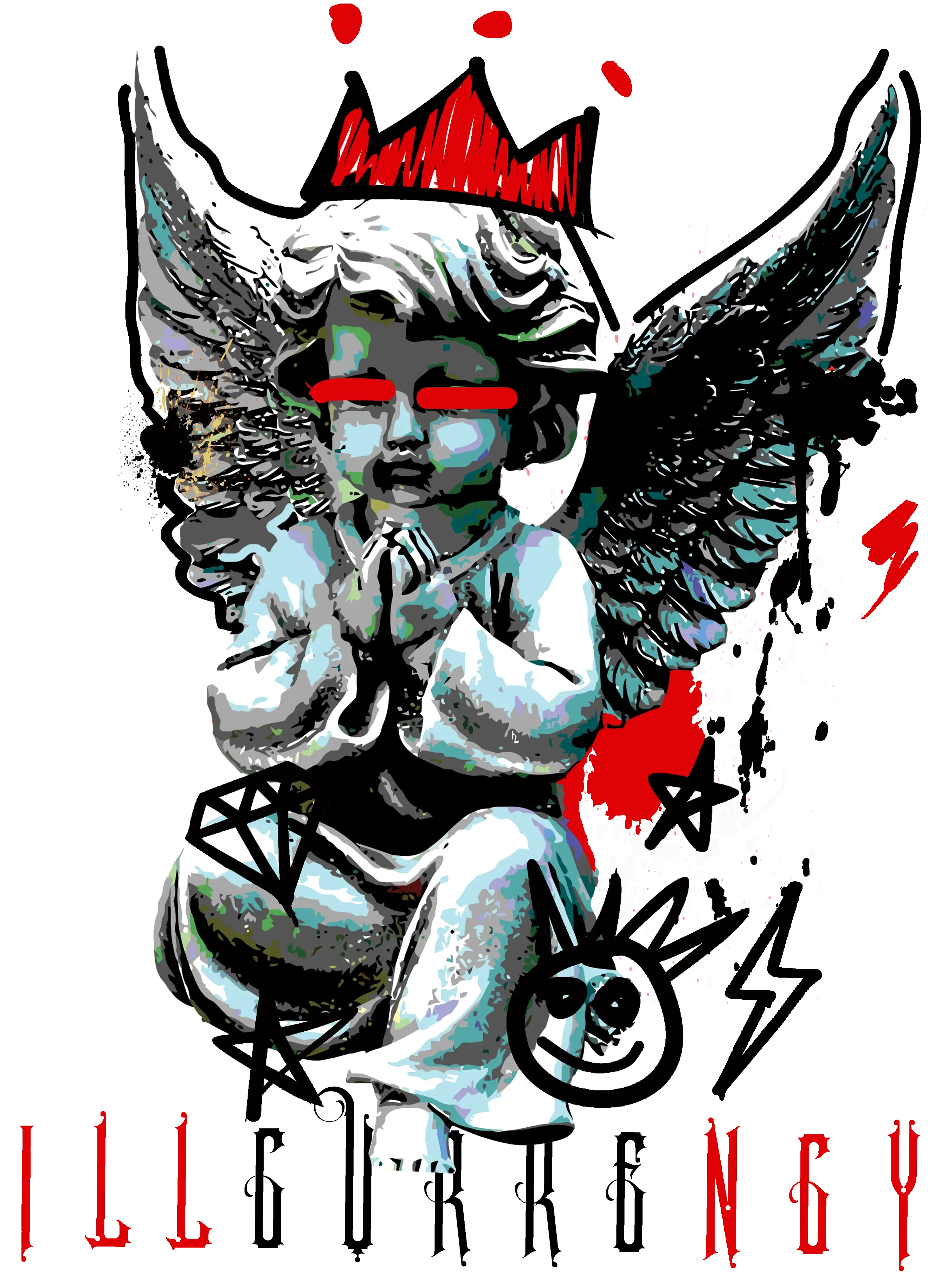 Air Jordan 13 Chicago Matching T-Shirt, Sweatshirts & Hoodies White T-Shirt (Graffiti Angel)| illcurrency