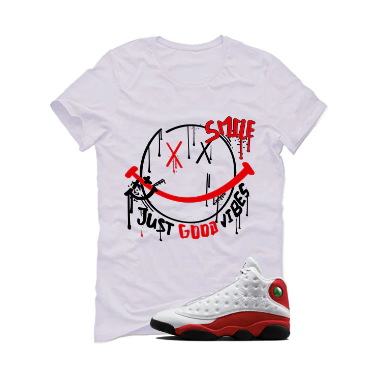 Air Jordan 13 Chicago Matching T-Shirt, Sweatshirts & Hoodies White T-Shirt (Smile)| illcurrency - Image 2
