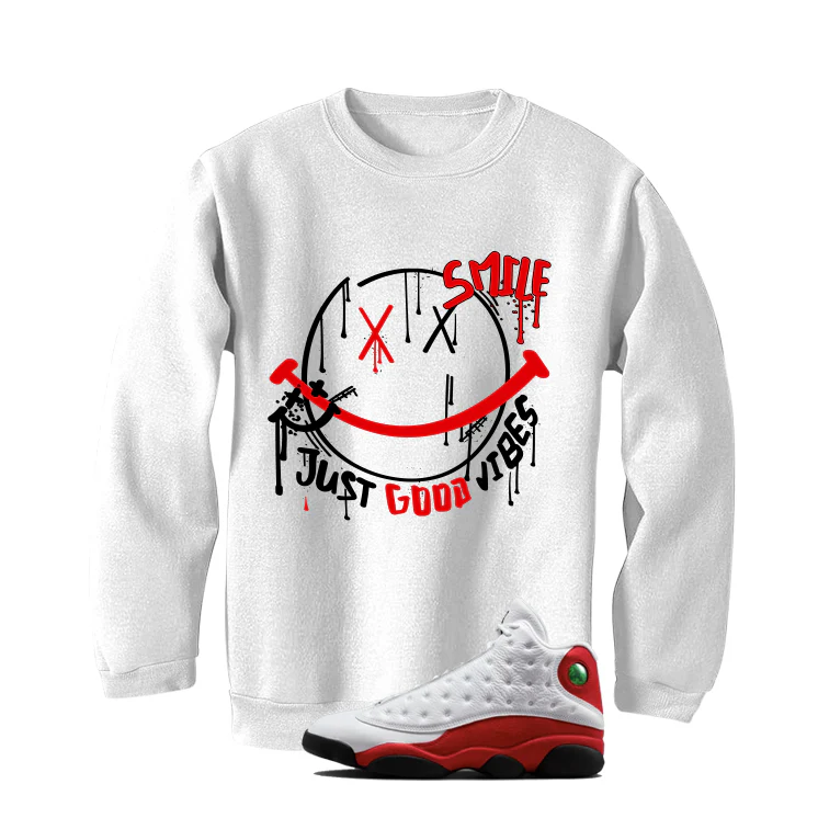 Air Jordan 13 Chicago Matching T-Shirt, Sweatshirts & Hoodies White T-Shirt (Smile)| illcurrency - Image 4