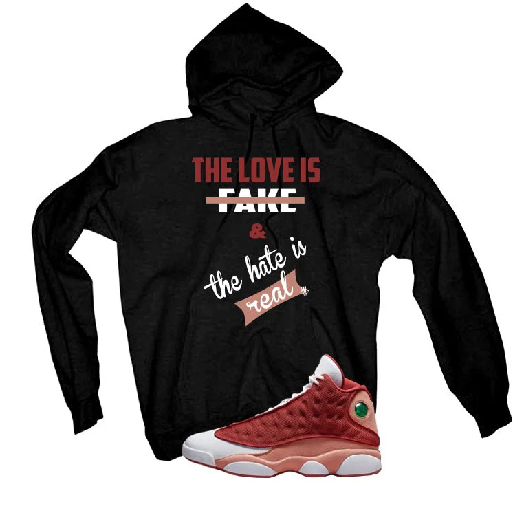 Air Jordan 13 Dune Red Black T-Shirt (Love is Fake)| illcurrency - Image 3