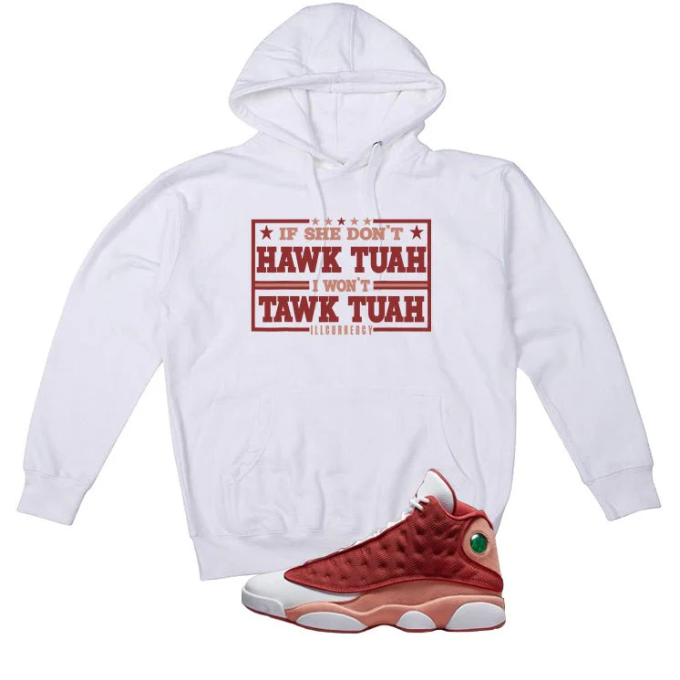 Air Jordan 13 Dune Red White T-Shirt (Hawk Tuah)| illcurrency - Image 3