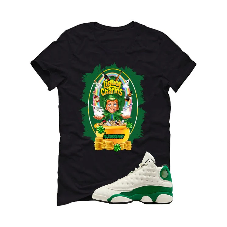 Air Jordan 13 GS Pine Green Black T-Shirt (Liquor Charms)| illcurrency - Image 2