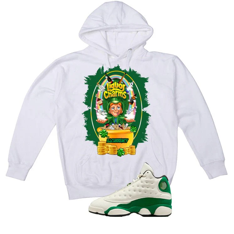 Air Jordan 13 GS Pine Green White T-Shirt (Liquor Charms)| illcurrency - Image 3
