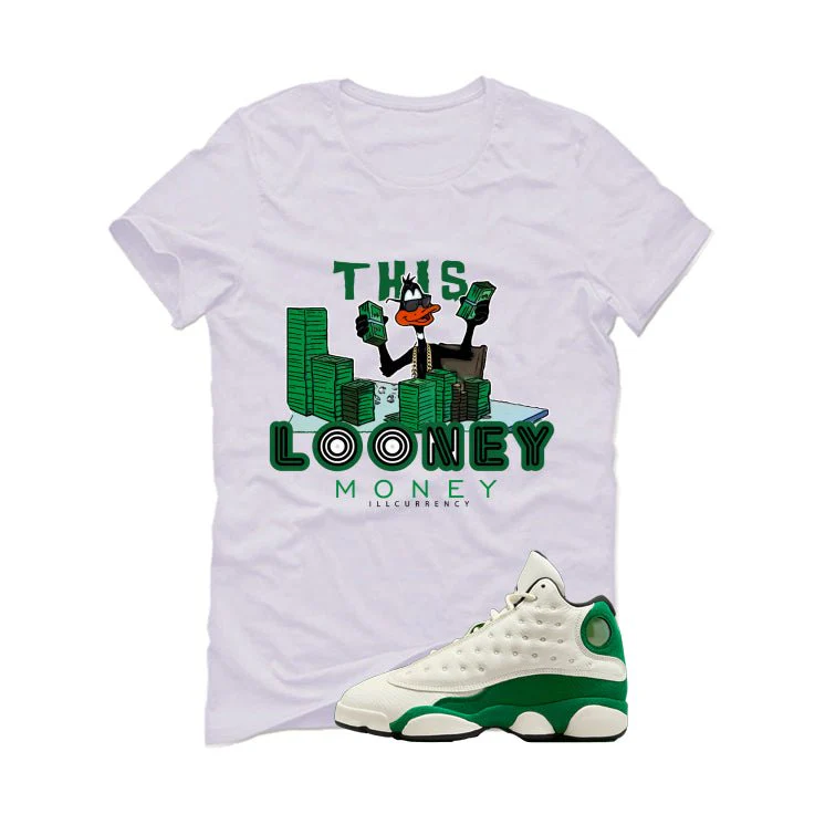 Air Jordan 13 GS Pine Green White T-Shirt (Looney Money)| illcurrency - Image 2