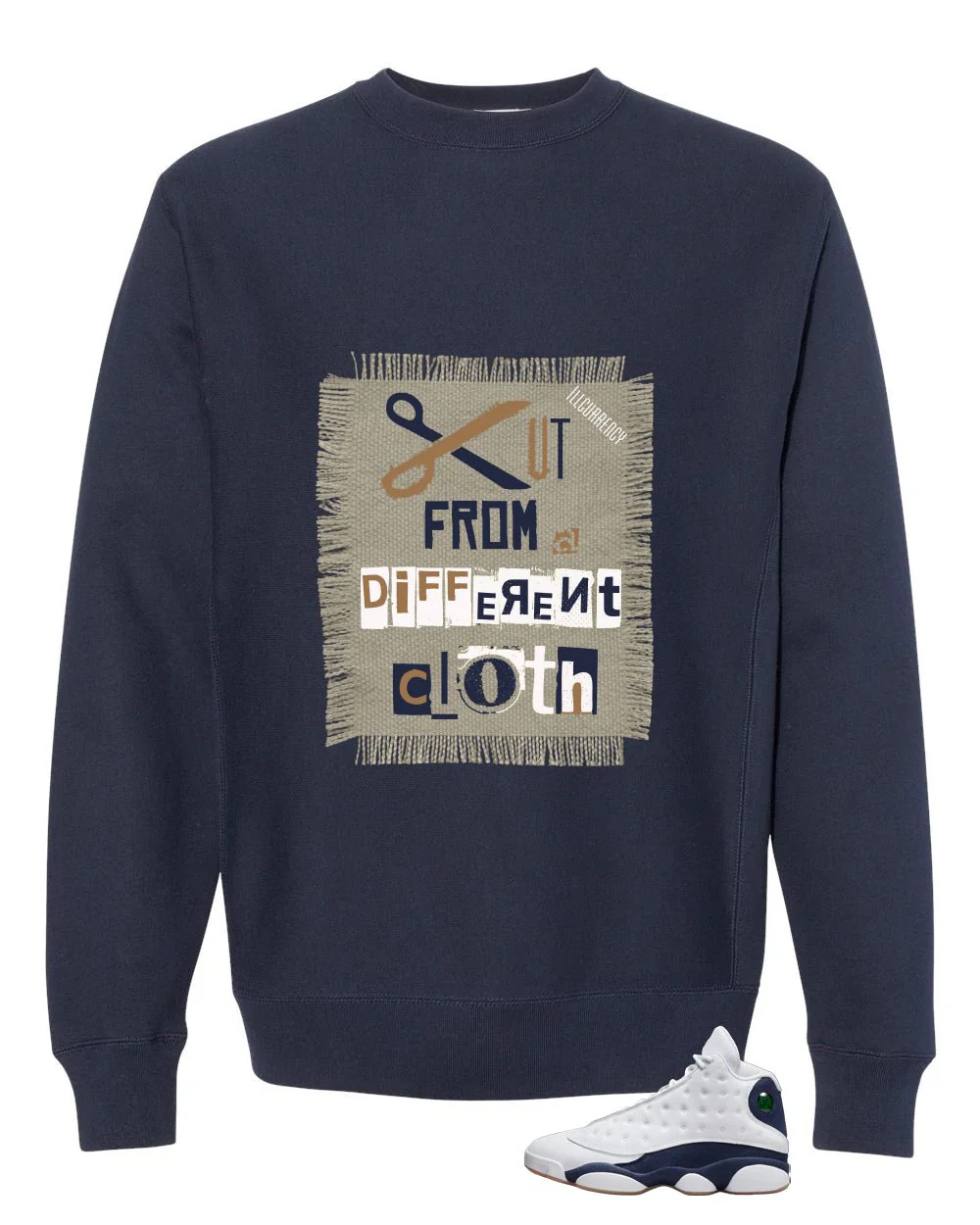 Air Jordan 13 Midnight Navy Navy Blue T-Shirt (Cut from a different cloth)| illcurrency - Image 4