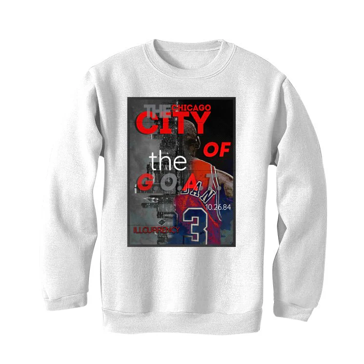 Air Jordan 13 Retro “Black Flint”| ILLCURRENCY White T-Shirt (THE CITY OF THE GOAT) - Image 4