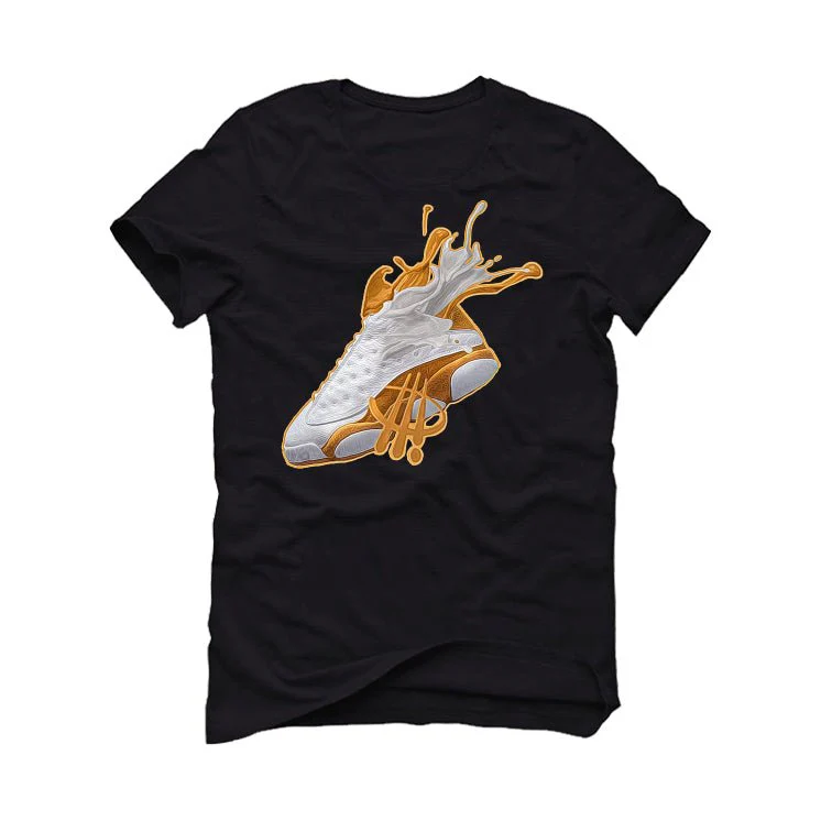 Air Jordan 13 “Wheat” | illcurrency Black T-Shirt (SPLASH 13) - Image 2