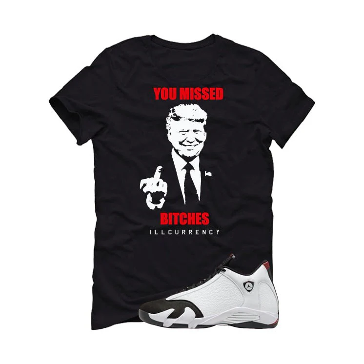 Air Jordan 14 Black Toe Black T-Shirt (Trump you missed)| illcurrency - Image 2