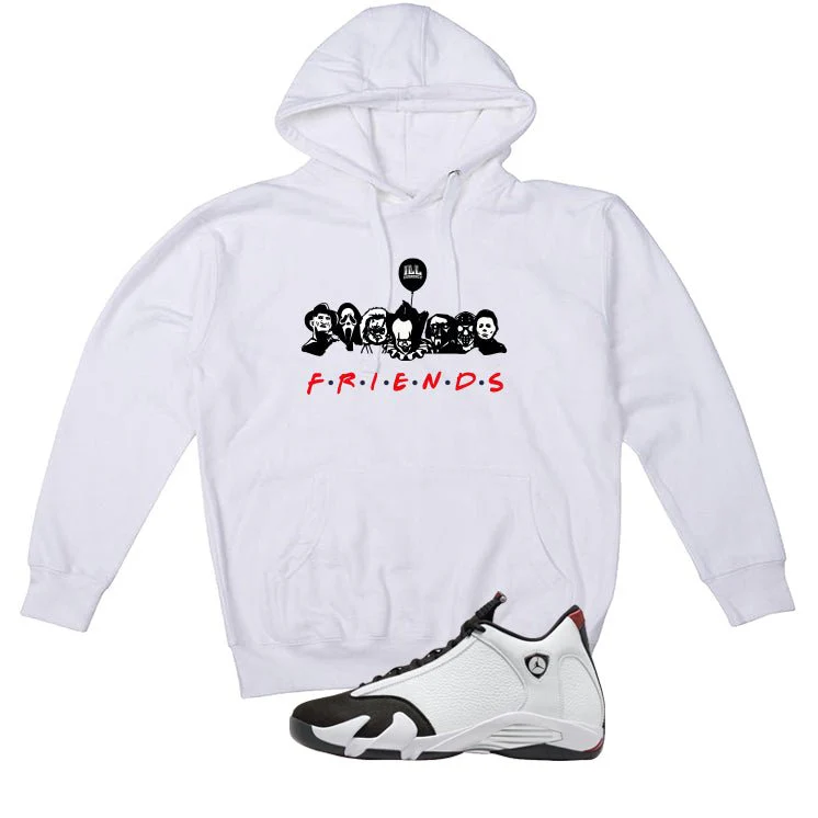 Air Jordan 14 Black Toe White T-Shirt (Friends)| illcurrency - Image 3