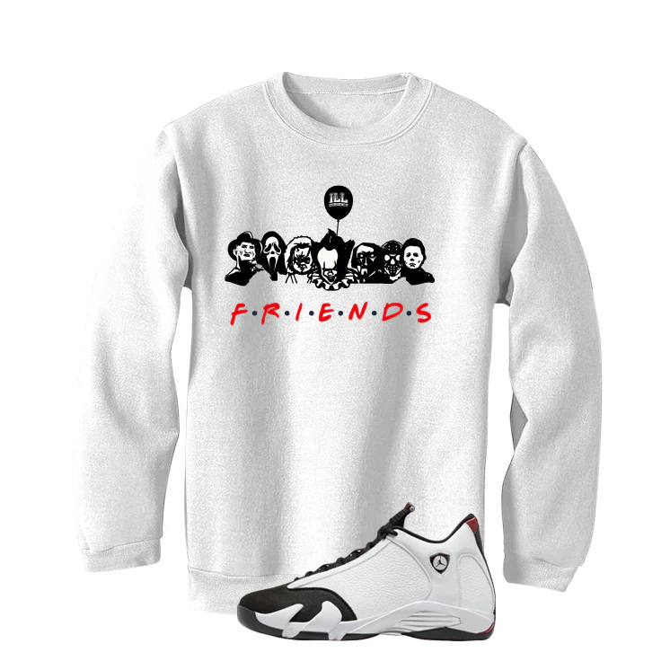 Air Jordan 14 Black Toe White T-Shirt (Friends)| illcurrency - Image 4