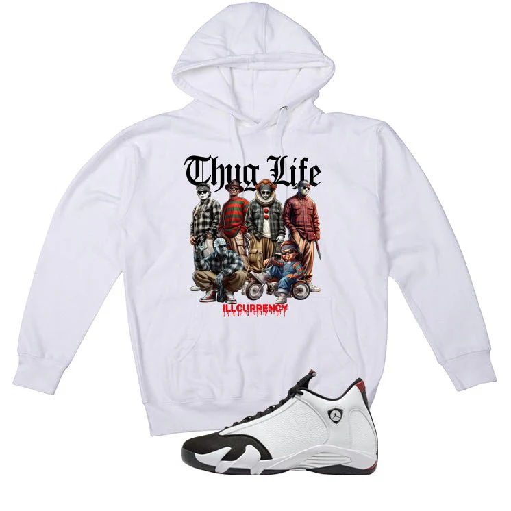 Air Jordan 14 Black Toe White T-Shirt (Thug Life Halloween)| illcurrency - Image 3