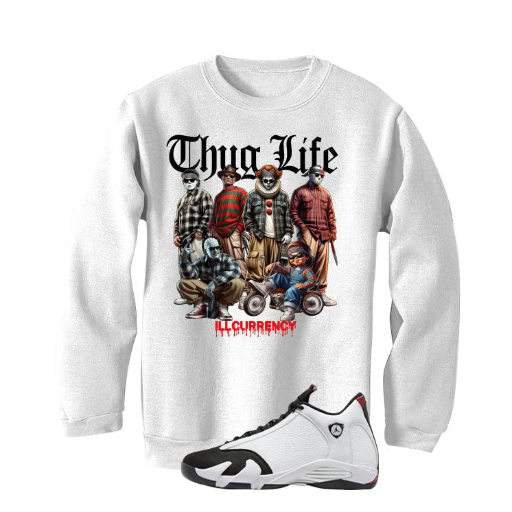 Air Jordan 14 Black Toe White T-Shirt (Thug Life Halloween)| illcurrency - Image 4
