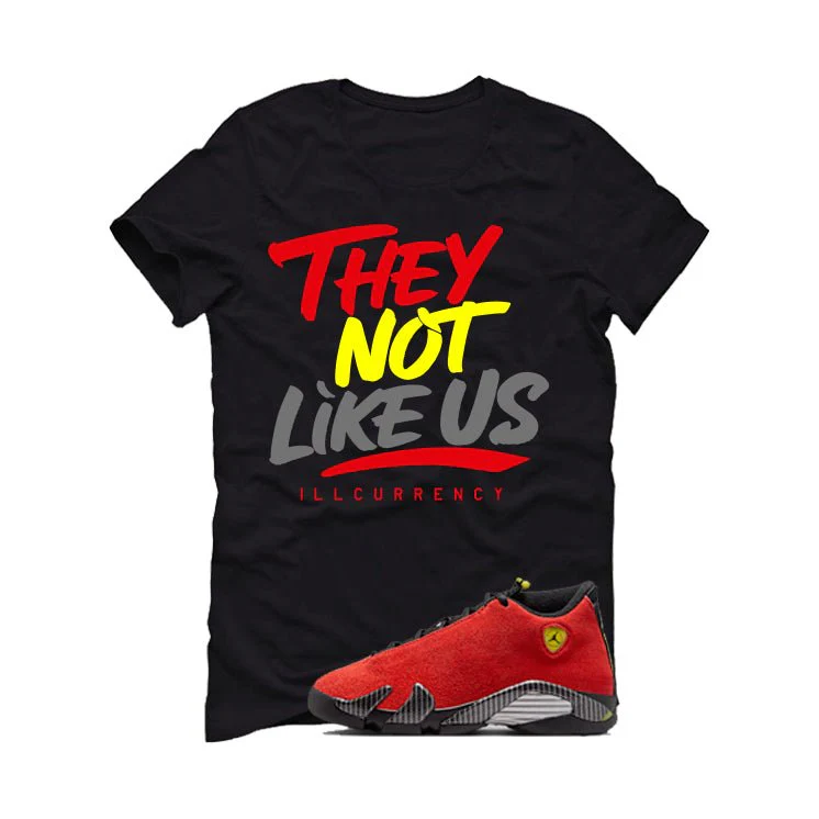 Air Jordan 14 Ferrari Black T-Shirt (They not like us)| illcurrency - Image 2