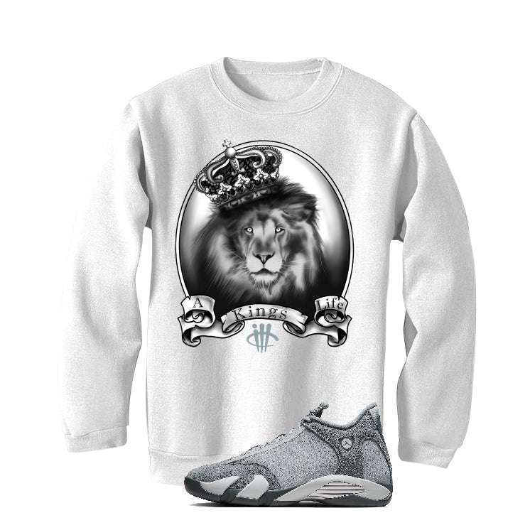 Air Jordan 14 “Flint Grey” | illcurrency White T-Shirt (A Kings Life) - Image 4