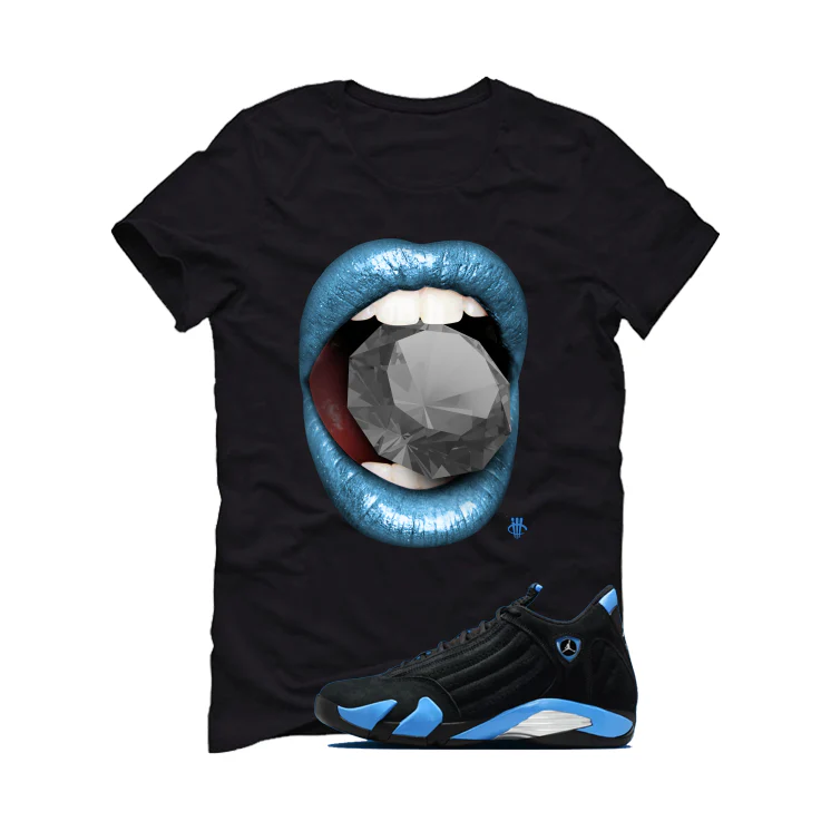 Air Jordan 14 University Blue Matching T-Shirt, Sweatshirts & Hoodies Black T-Shirt (Diamond)| illcurrency - Image 2