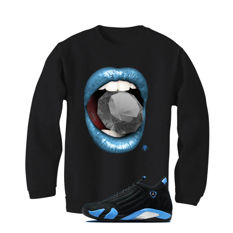 Air Jordan 14 University Blue Matching T-Shirt, Sweatshirts & Hoodies Black T-Shirt (Diamond)| illcurrency - Image 4