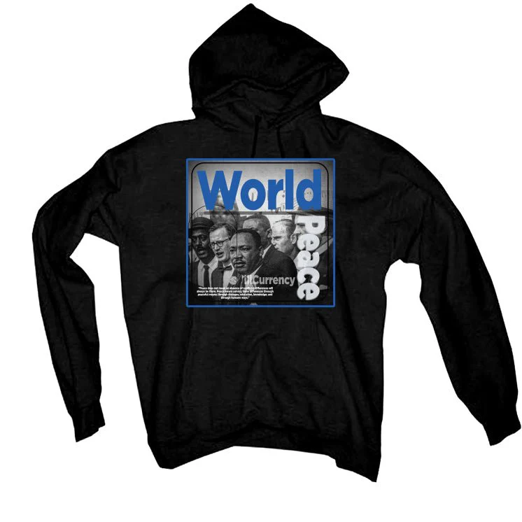 Air Jordan 2 Low Varsity Royal - Black T-Shirt (WORLD PEACE) - Image 3