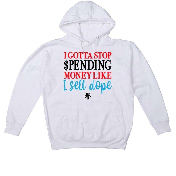 Air Jordan 2 Low WMNS “UNC To Chicago” | illcurrency White T-Shirt (Stop Spending Money) - Image 3