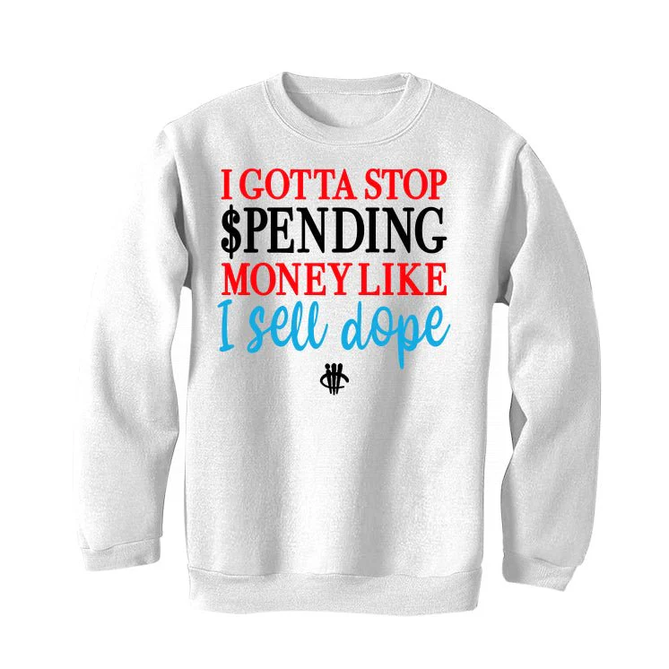 Air Jordan 2 Low WMNS “UNC To Chicago” | illcurrency White T-Shirt (Stop Spending Money) - Image 4