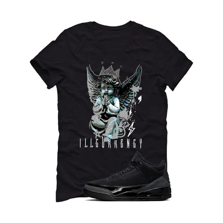 Air Jordan 3 Black Cat Black T-Shirt (Graffiti Angel)| illcurrency - Image 2