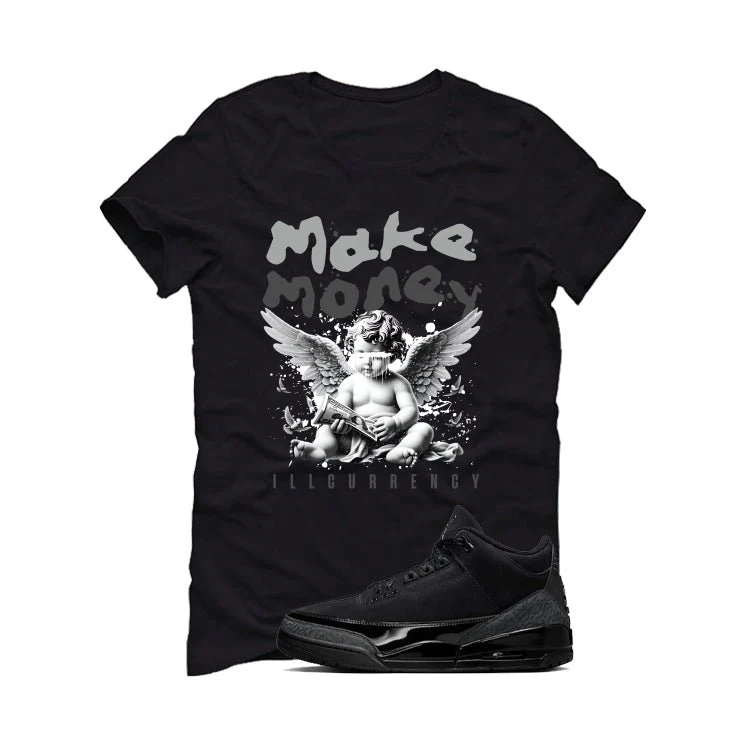Air Jordan 3 Black Cat Black T-Shirt (Make Money)| illcurrency - Image 2