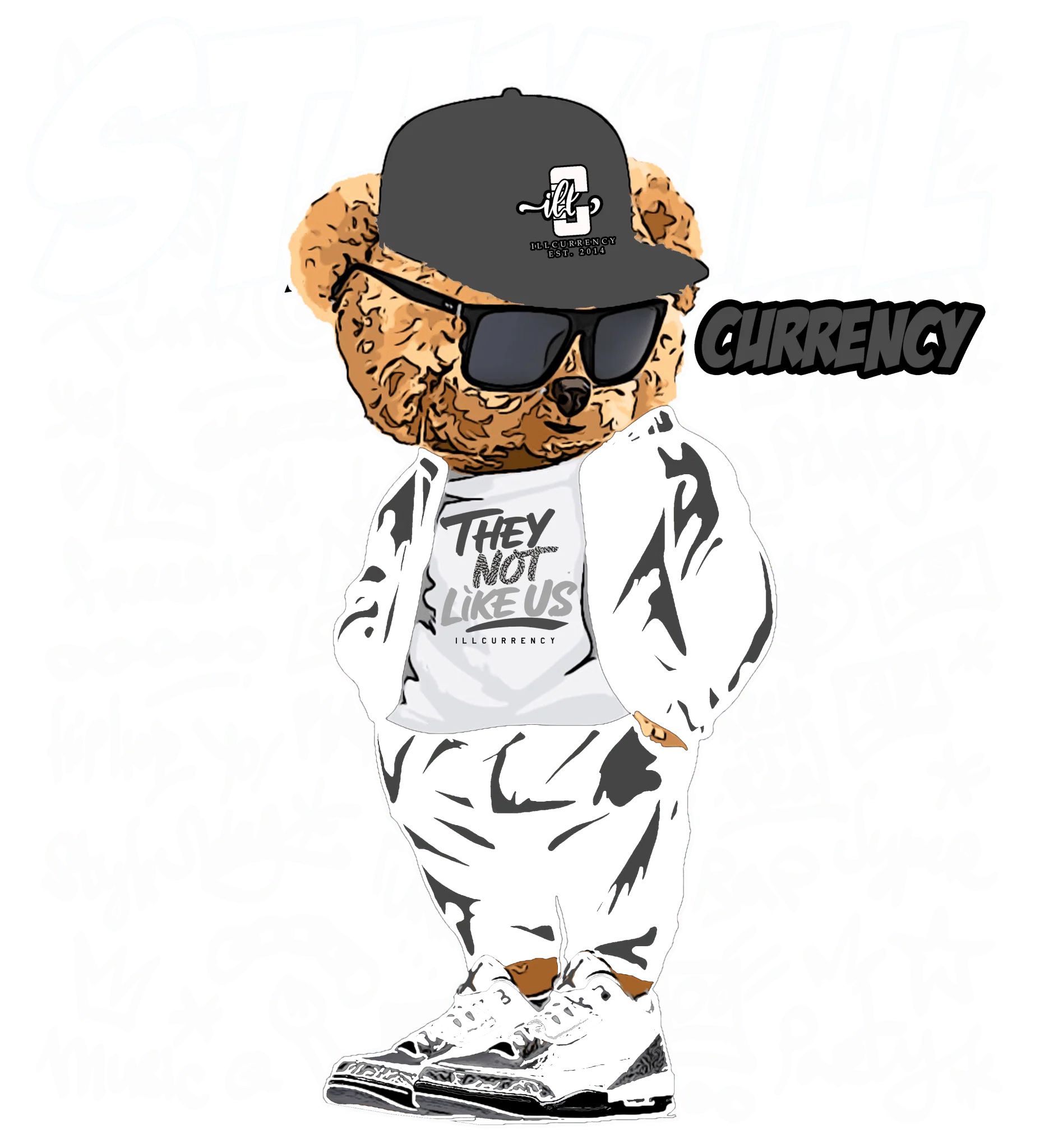 Air Jordan 3 Black Cat Black T-Shirt (Stay ill Bear)| illcurrency