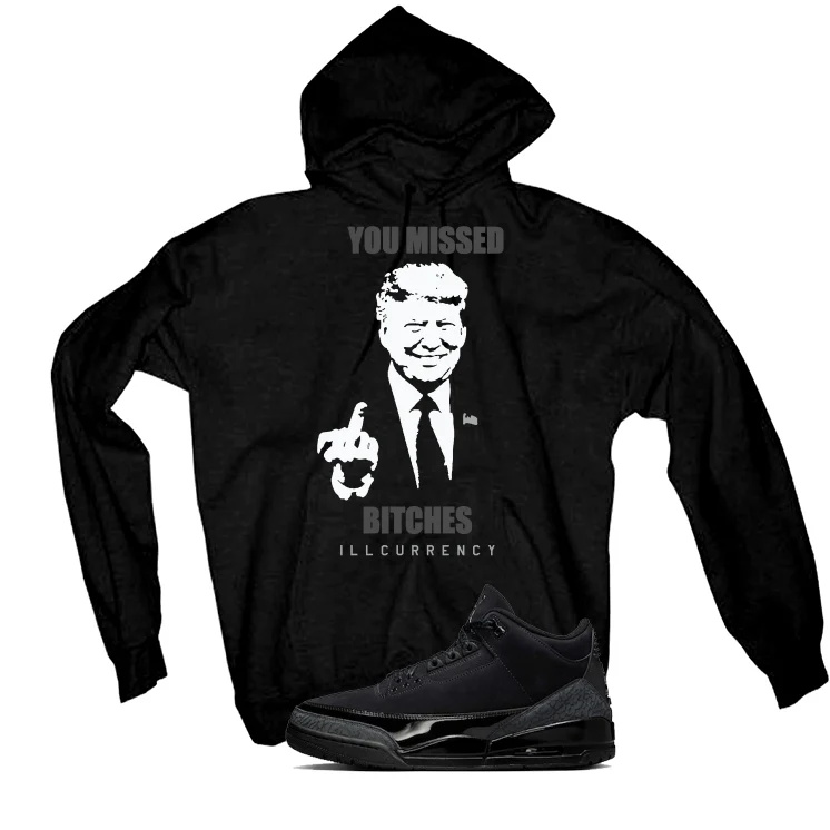 Air Jordan 3 Black Cat Black T-Shirt (Trump you missed)| illcurrency - Image 3