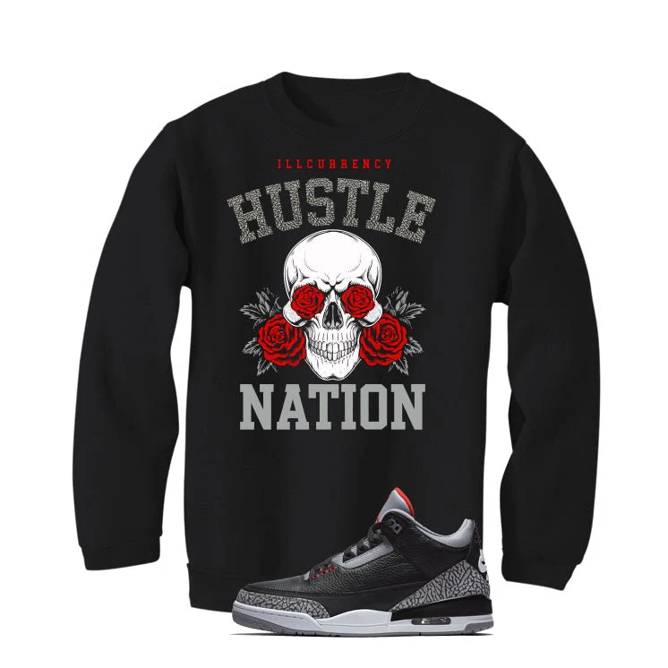 Air Jordan 3 Black Cement Black T-Shirt (Hustle Nation)| illcurrency - Image 4