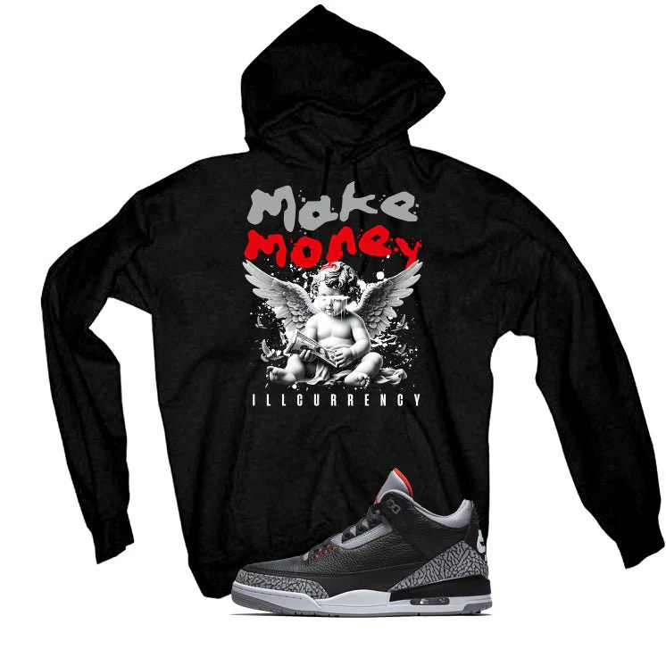 Air Jordan 3 Black Cement Black T-Shirt (Make Money)| illcurrency - Image 3