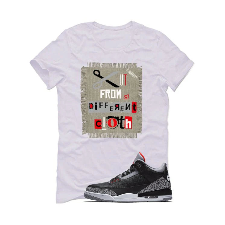 Air Jordan 3 Black Cement White T-Shirt (Cut from a different cloth)| illcurrency - Image 2
