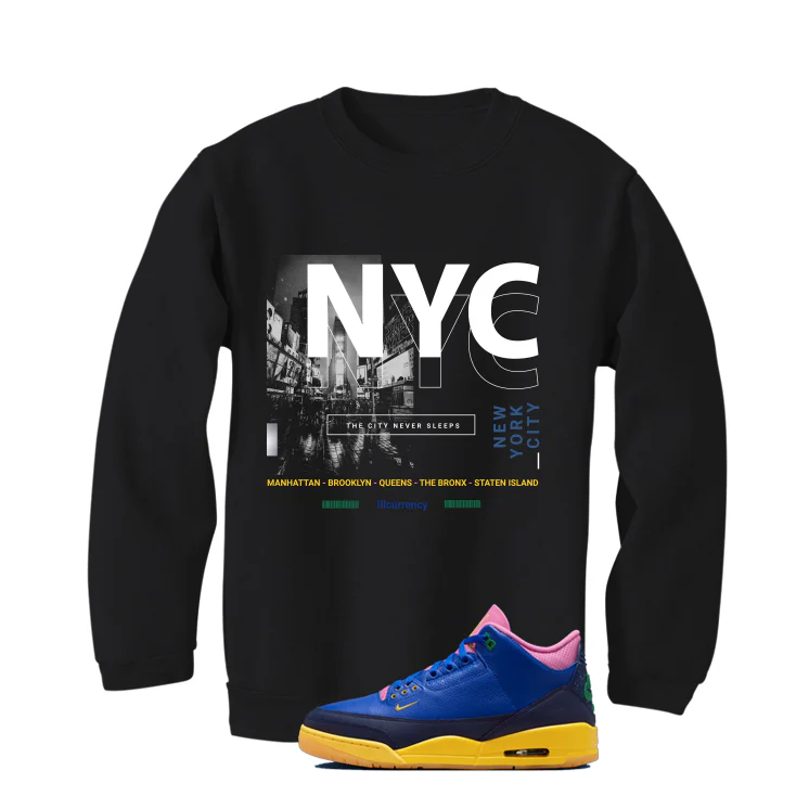 Air Jordan 3 Brazil Matching t-shirt, sweatshirts & hoodies Black T-Shirt (City Never Sleeps)| illcurrency - Image 4