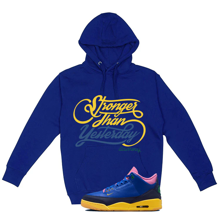 Air Jordan 3 Brazil Matching t-shirt, sweatshirts & hoodies Royal Blue T-Shirt (Stronger Than Yesterday)| illcurrency - Image 3