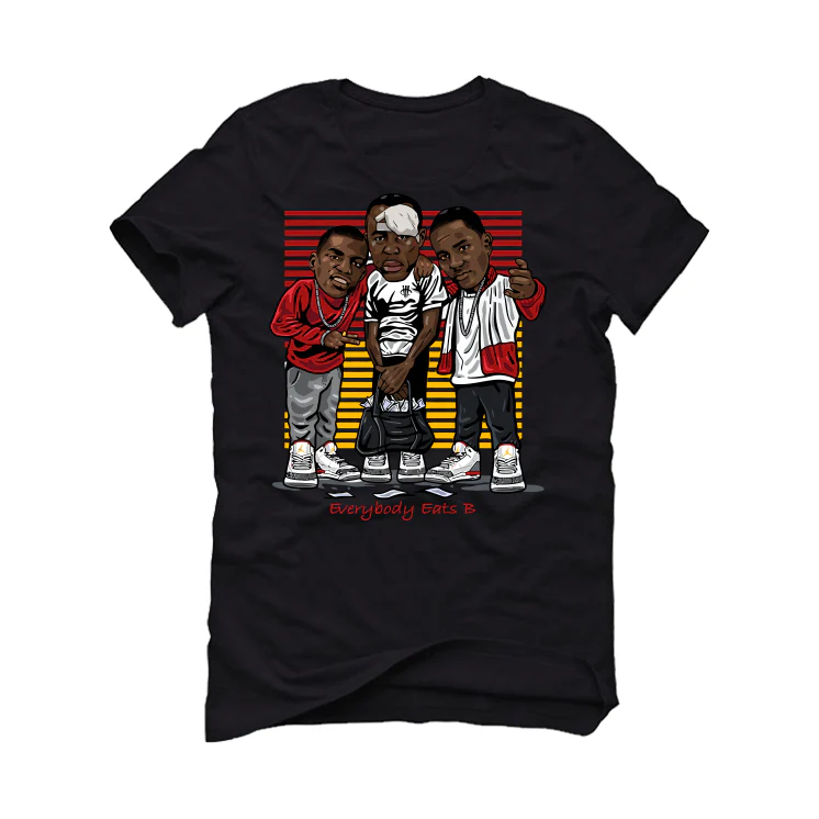 Air Jordan 3 “Cardinal” Black T-Shirt (EVERYBODY EATS) - Image 2