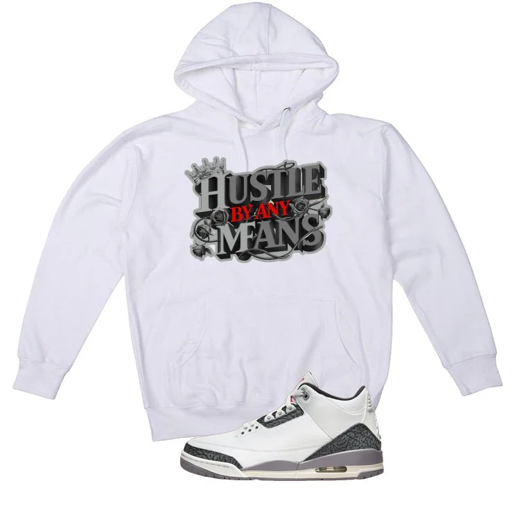 Air Jordan 3 Cement Grey White T-Shirt (Hustle By Any Means)| illcurrency - Image 3