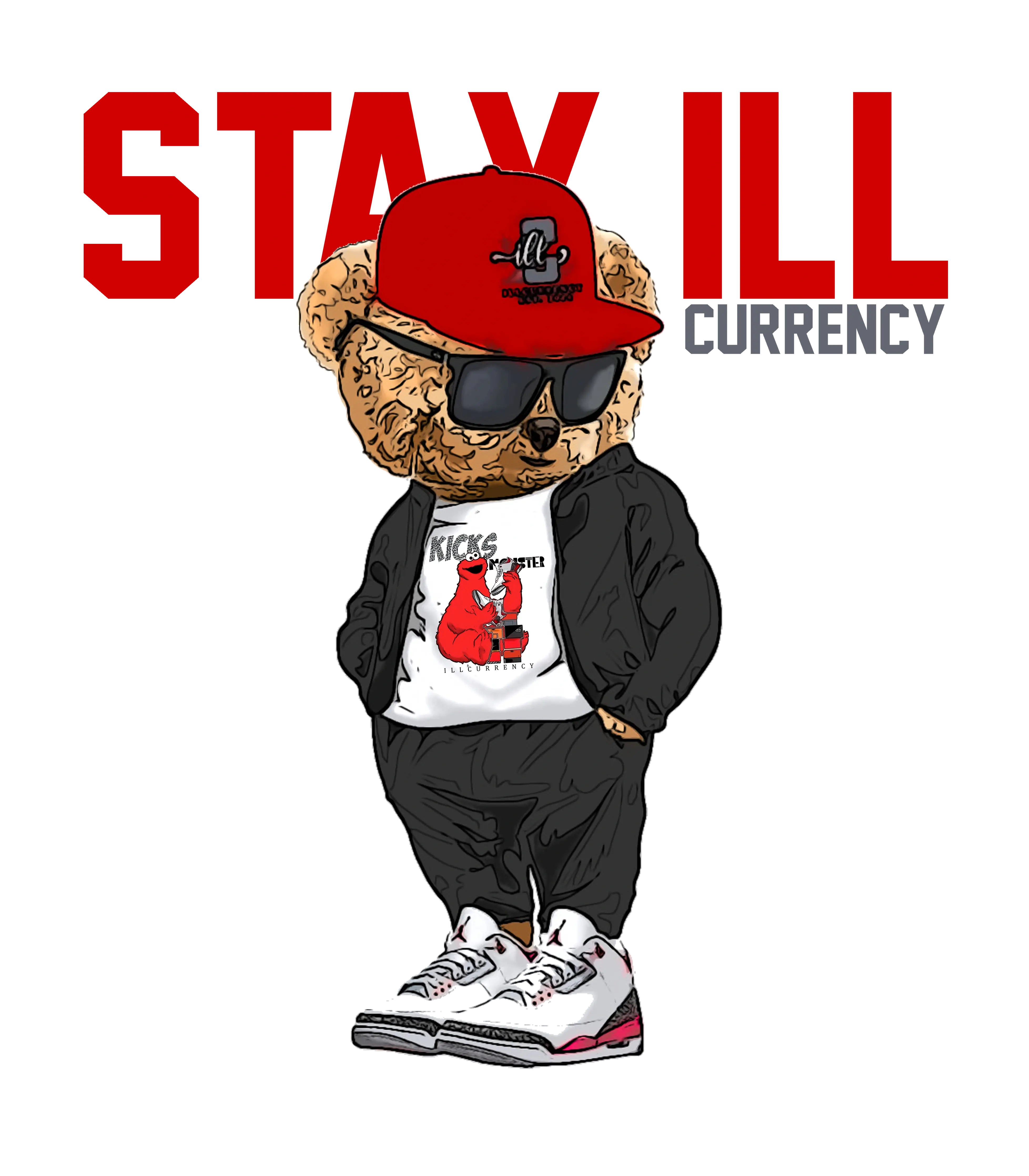 Air Jordan 3 “Fire Red” OG White T-Shirt (Stay ill Bear)