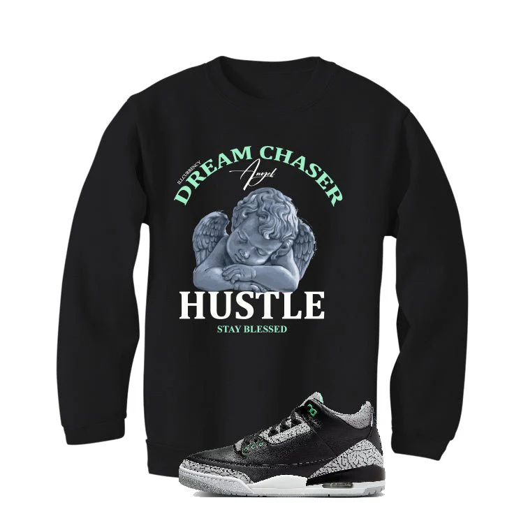 Air Jordan 3 “Green Glow” | illcurrency Black T-Shirt (Dream Chaser Angel) - Image 4