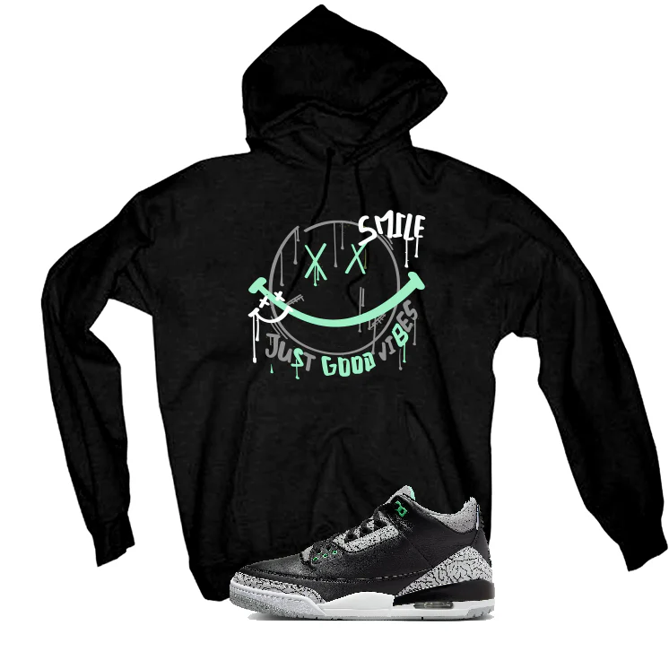 Air Jordan 3 “Green Glow” | illcurrency Black T-Shirt (Smile) - Image 3