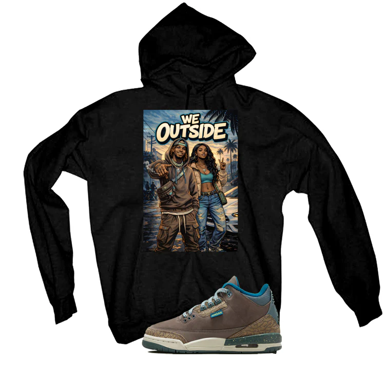 Air Jordan 3 GS We Outside Matching T-Shirt, Sweatshirts & Hoodies Black T-Shirt (We Outside)| illcurrency - Image 3