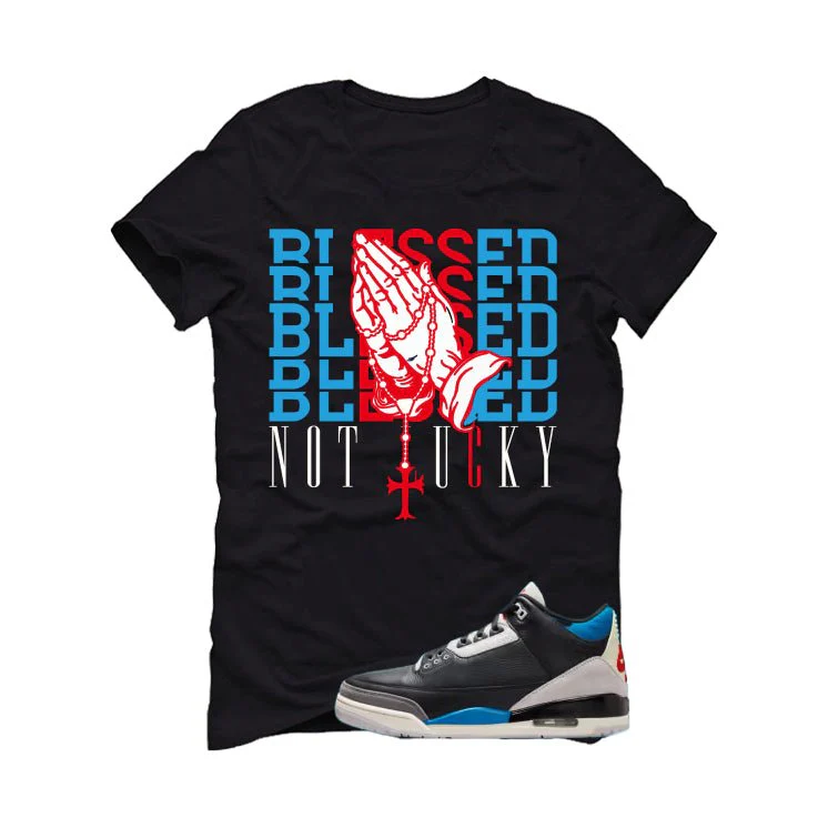 Air Jordan 3 OG Rare Air Black T-Shirt (Blessed not lucky)| illcurrency - Image 2