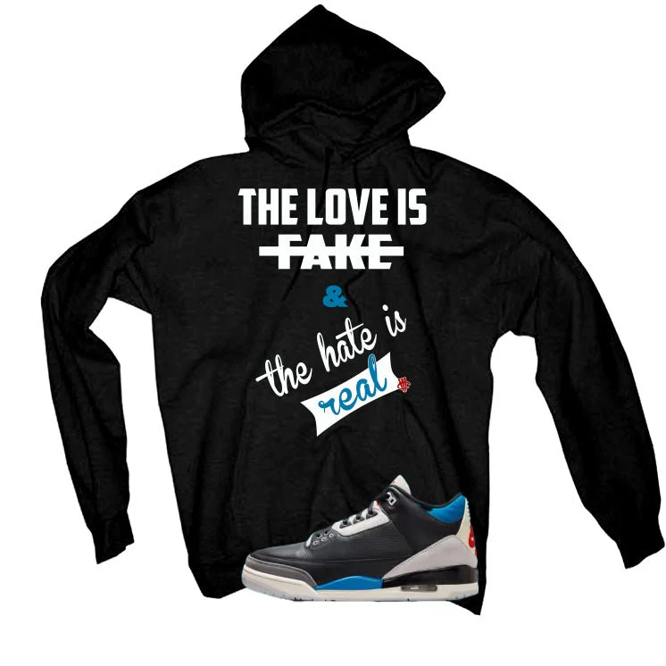 Air Jordan 3 OG Rare Air Black T-Shirt (Love is Fake)| illcurrency - Image 3