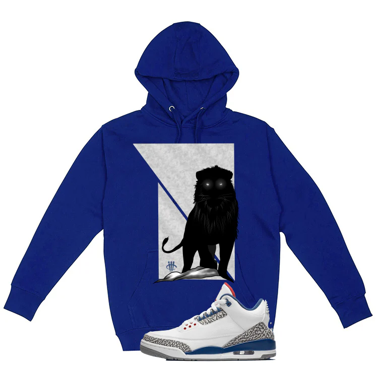 Air Jordan 3 True Blue Matching T-Shirt Royal Blue T-Shirt (Lion)| illcurrency - Image 3