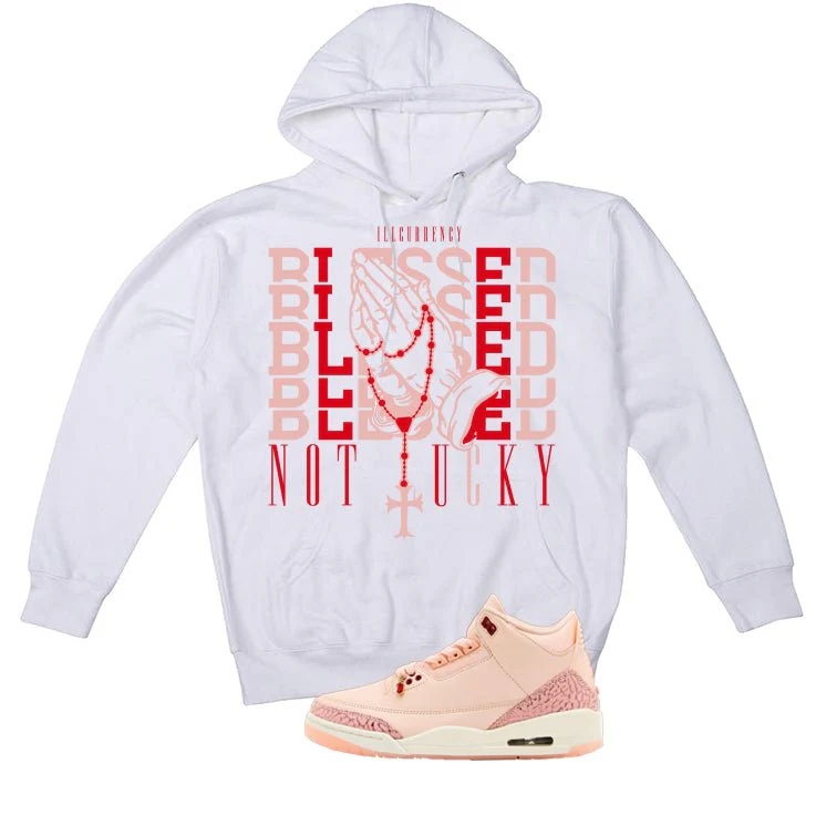 Air Jordan 3 Valentine’s Day White T-Shirt (Blessed not lucky)| illcurrency - Image 3