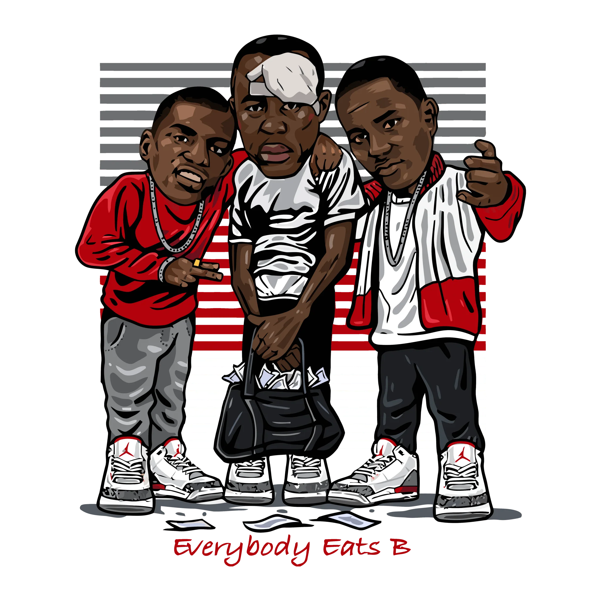 Air Jordan 3 “White Cement Reimagined” | illcurrency Black T-Shirt (EVERYBODY EATS)