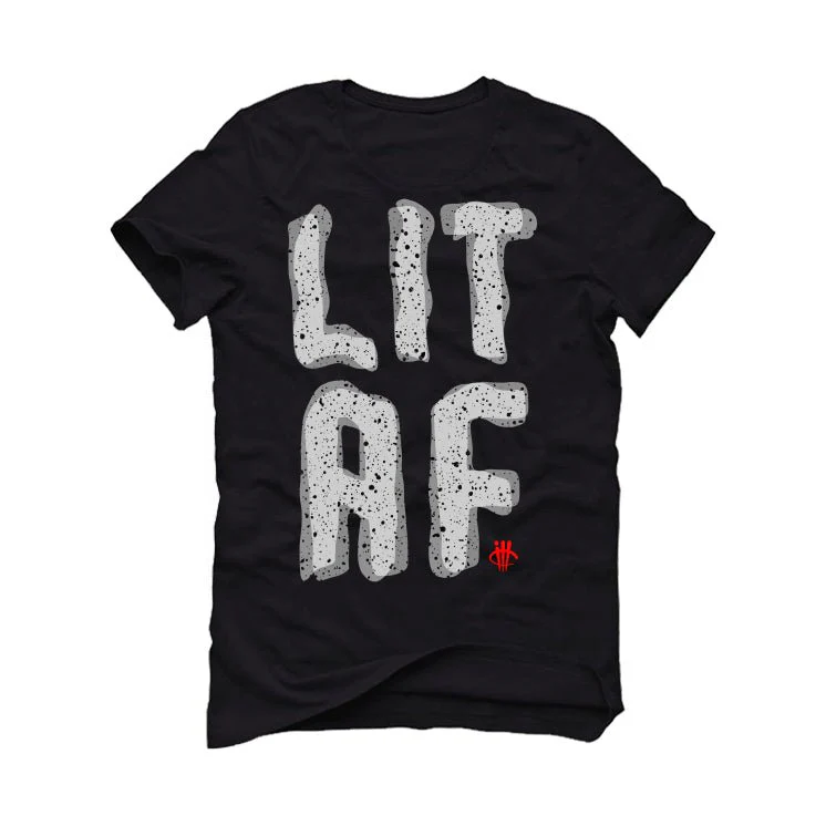 Air Jordan 3 White Cement Reimagined - Black T-Shirt (Lit Af) - Image 2