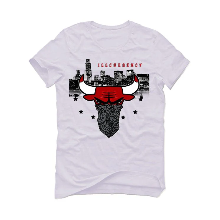 Air Jordan 3 White Cement Reimagined - White T-Shirt (Bulls head chicago) - Image 2