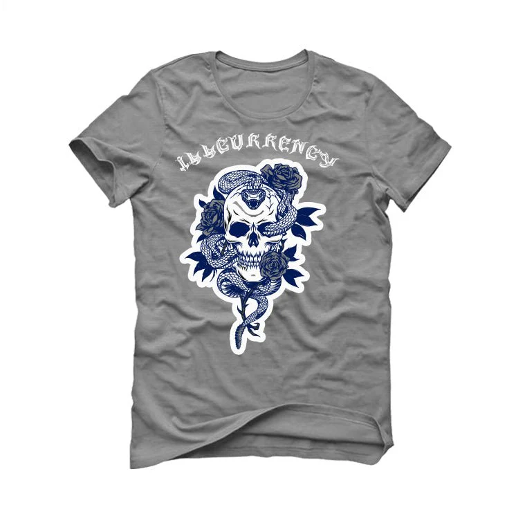 AIR JORDAN 3 “WHITE NAVY”| ILLCURRENCY Grey T-Shirt (Skeleton Rose) - Image 2