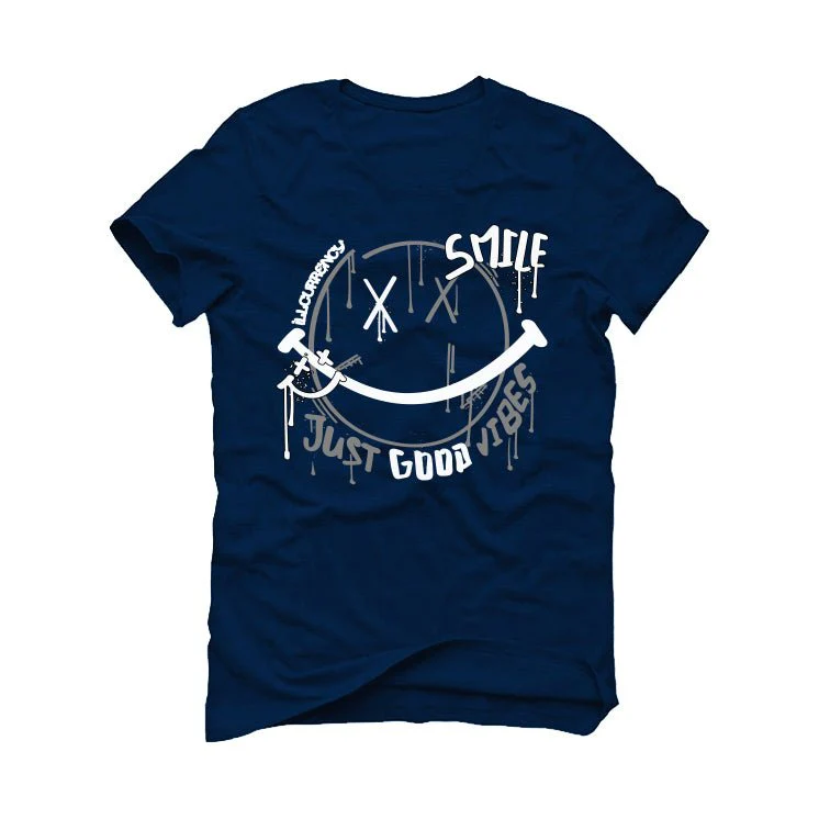 AIR JORDAN 3 “WHITE NAVY”| ILLCURRENCY Navy Blue T-Shirt (Smile) - Image 2