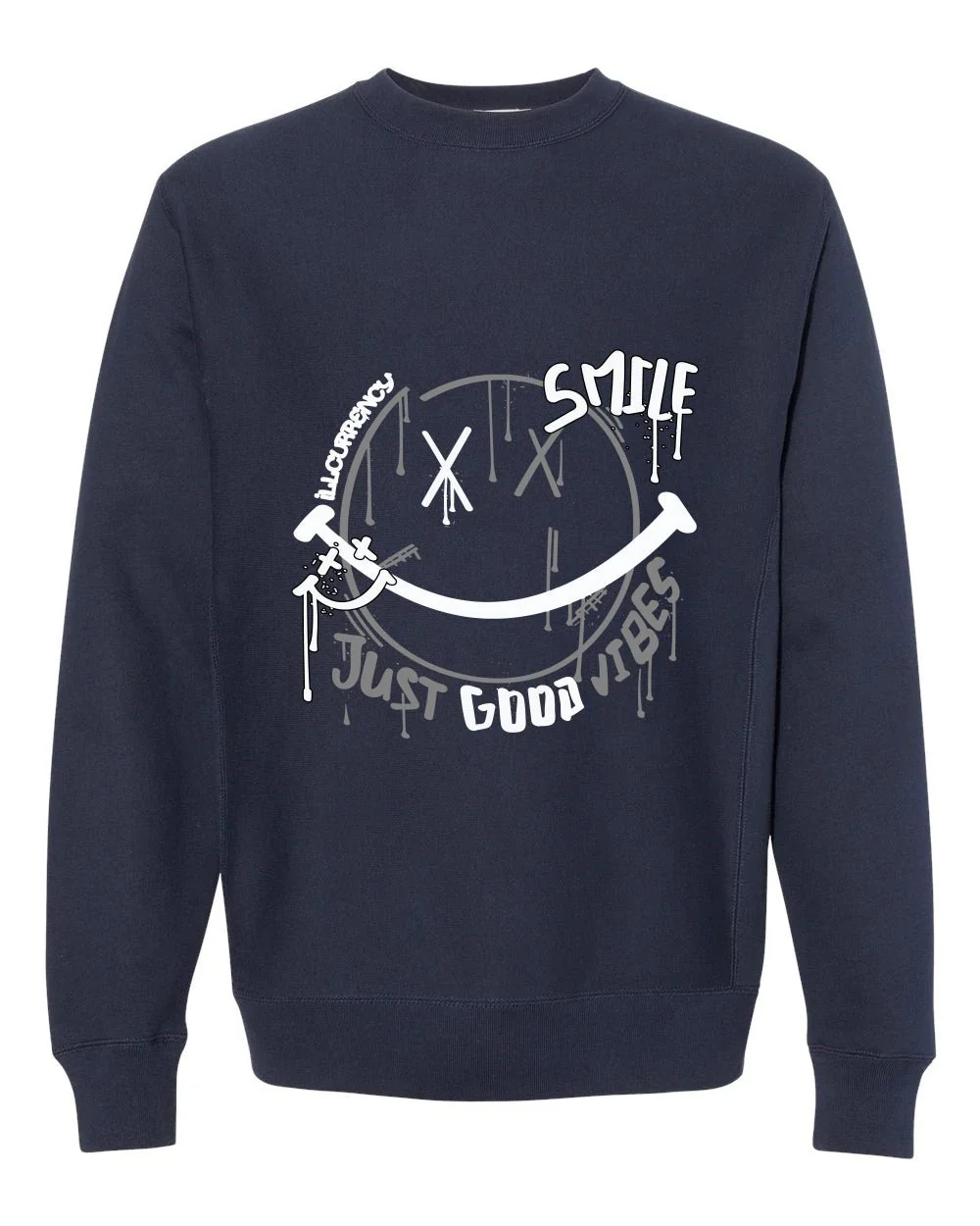 AIR JORDAN 3 “WHITE NAVY”| ILLCURRENCY Navy Blue T-Shirt (Smile) - Image 4